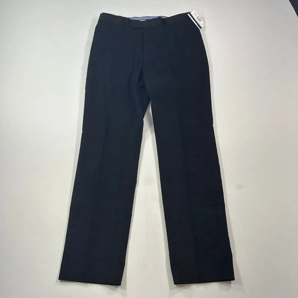 Tommy‎ Hilfiger Corduroy Pants Mens 33x32 Solid Black Modern-Fit NEW